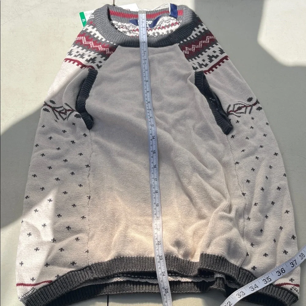 Lands' End Black and Cream Holiday Sweater XL Dog  NWT